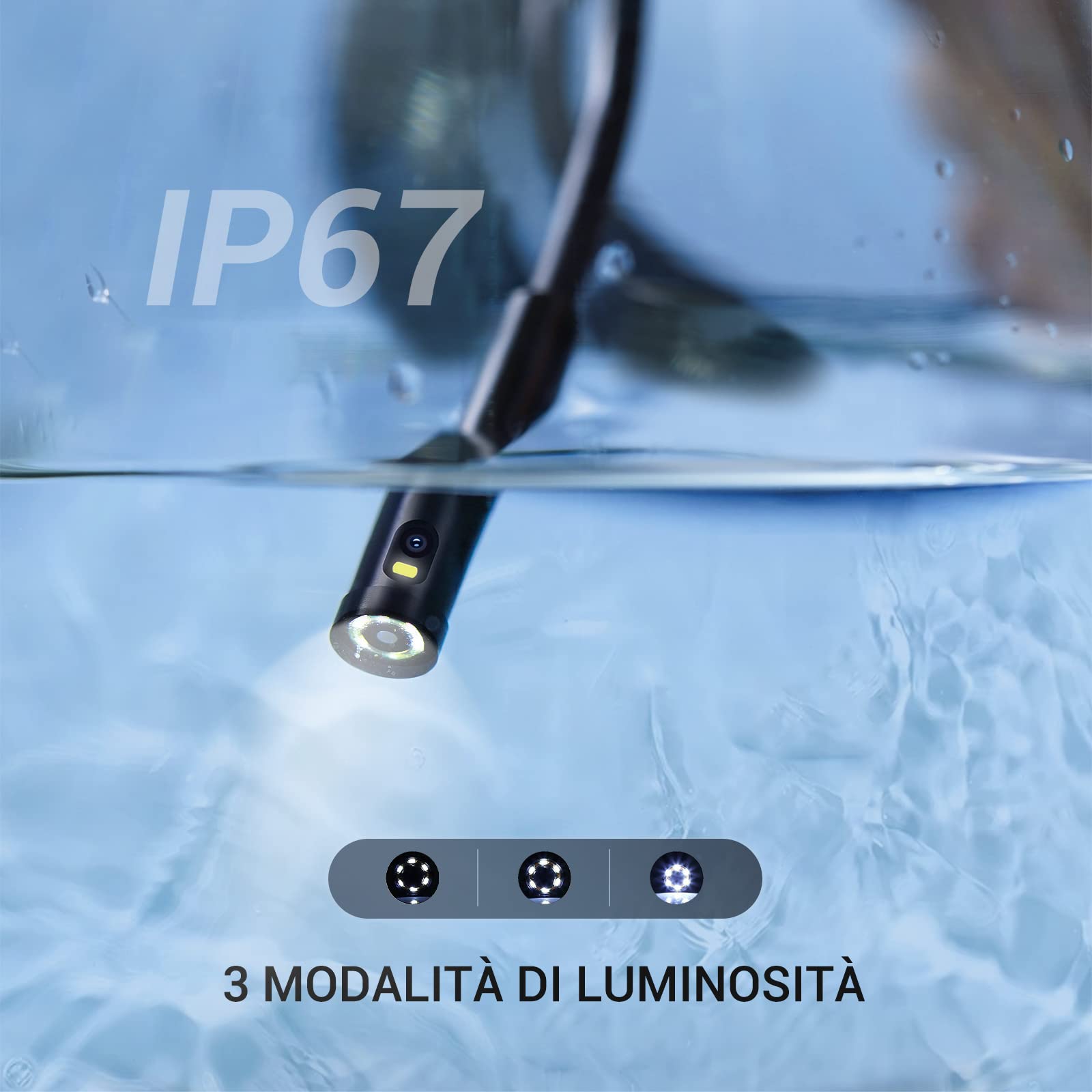 DEPSTECH Caméra Endoscope 1080P 5M Câble Industriel Numérique Double Objectif Caméras d'inspection Écran LCD 4,3" Caméra Étanche IP67 de 7,9mm avec 7 LED Réglables, Carte 32 Go & Accessoires Utiles