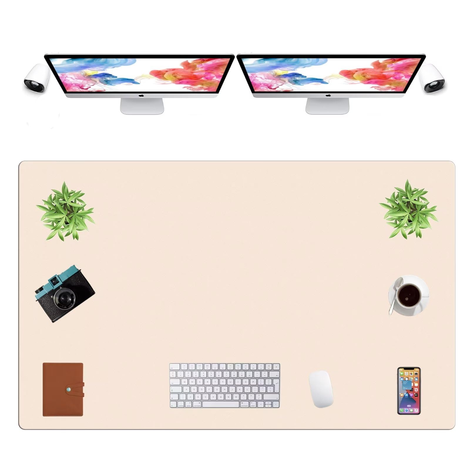 LL-COEUR Extra Large PU Leather Desk Mat Large Mouse Pad XXL Waterproof Table Mat Office Laptop Writing Pad (51.2 x 31.5 inch, Apricot)