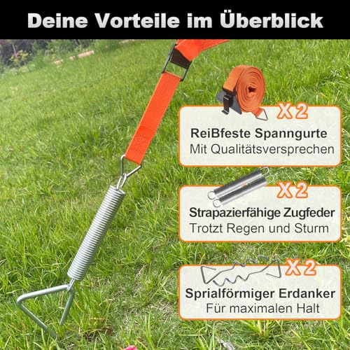 SHADEPLUS Sturmband markise,Sturmband für vorzelt,Sturmsicherung vorzelt,Sturmband,Sturmbänder für markisen,2 Verbindungsmethoden, die für die meisten Wohnmobil-Marken geeignet sind (Thule, Fiamma)