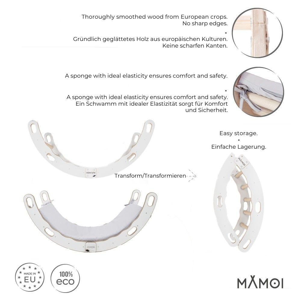MAMOI® Kletterbogen mit Kissen, Kissen für Klettergerüst aus Holz, Kletterdreieck, Klettern, Holzbogen, Spielplatz, Klettergerüst Indoor