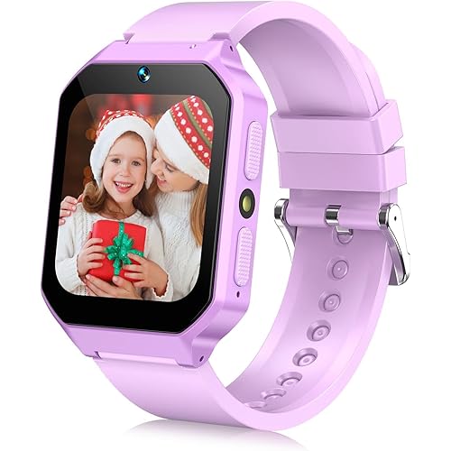 Smart Watch for Kids 3-12 Years Boys Girls, 26 Puzzle Games, Smartwatch with Camera, Pedometer, Stopwatch, Video Voice Music Player Calendar Alarm Clock Learn Card for Children Gifts (Purple)
