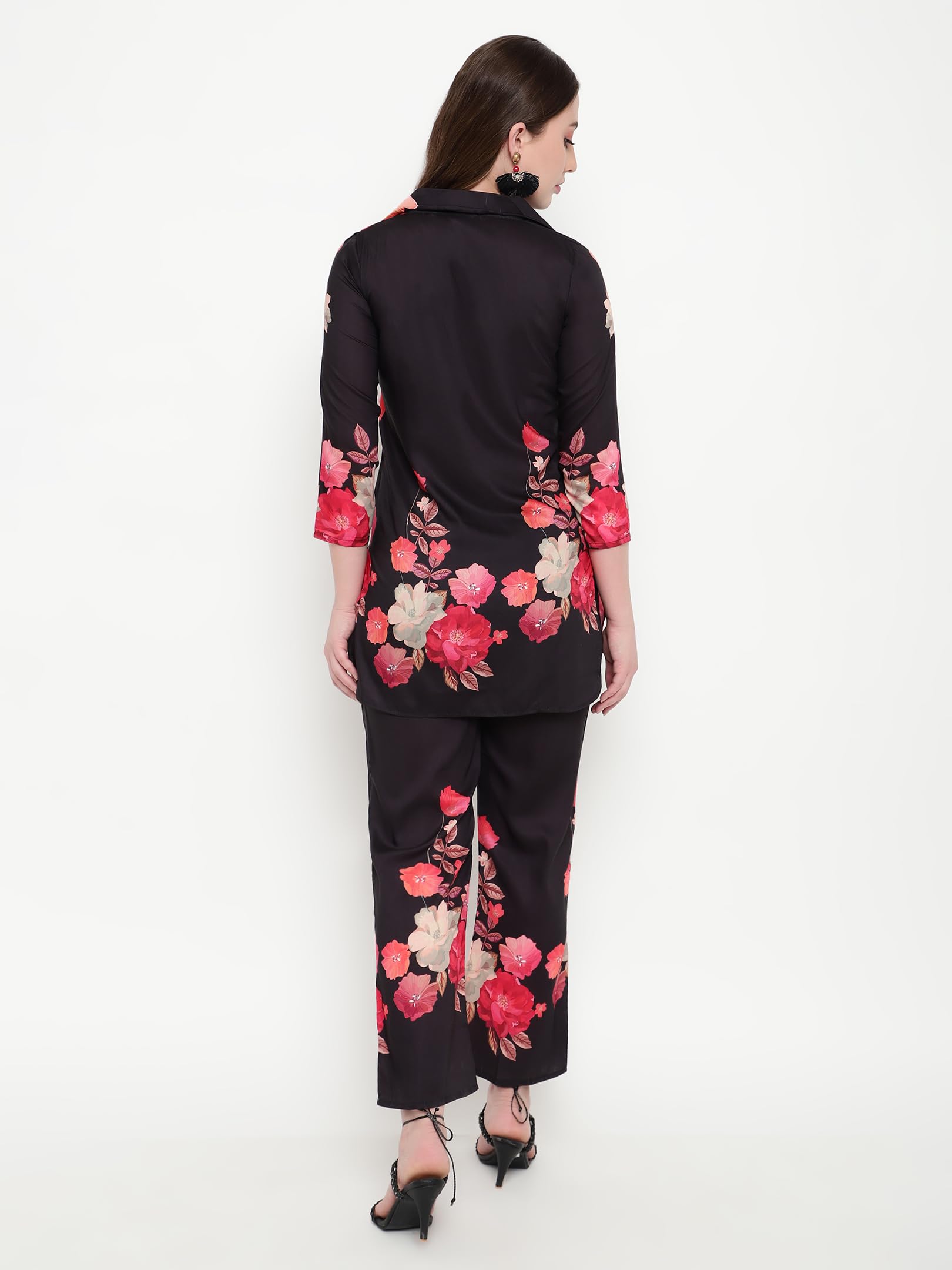 Shasmi Women's Cotton Blend Dress Black V-Neck Co-Ods Set For Women (Co-Ods 97 Black S)