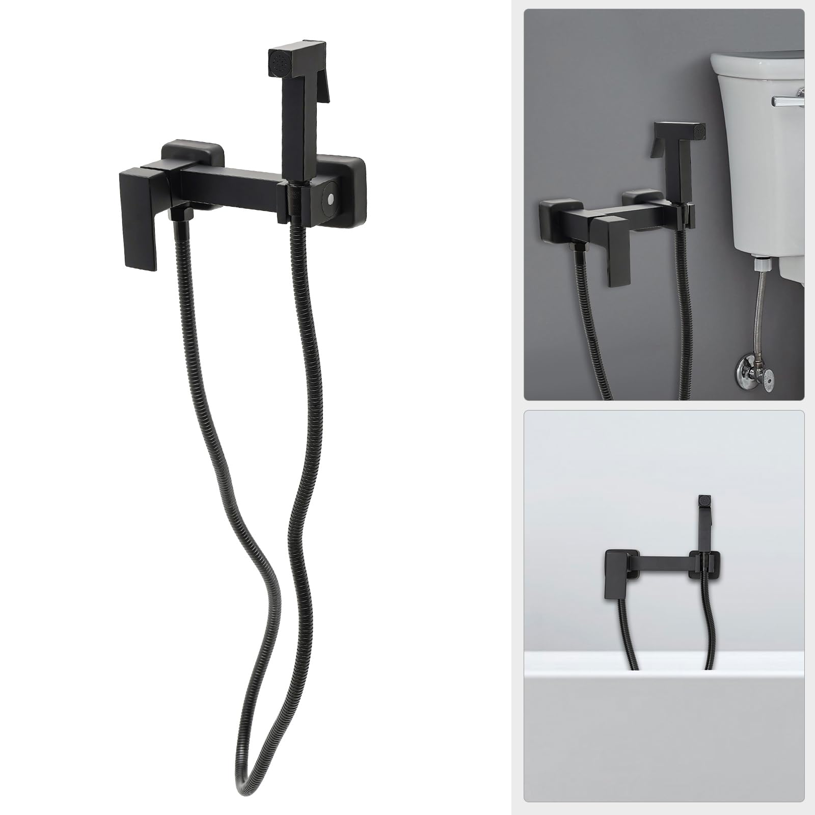 Bidet - Spruzzatore per WC, bidet, doccetta per bidet, per acqua calda e fredda, colore nero