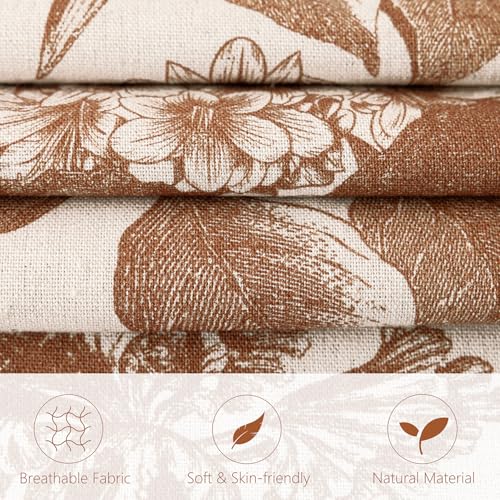Image of Foindtower Set of 2 Linen Floral Throw Pillow Covers Vintage Accent Print Decorative Cozy Cushion Covers Farmhouse Boho Home Decor for Sofa Chair Couch Bedroom Living Room,20x20 Inch,Autumn Orange