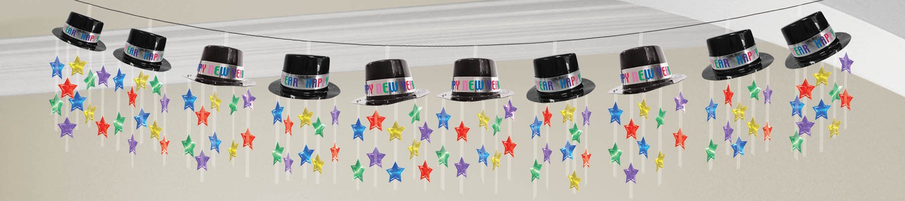 amscan 3,66 m Silvester Zylinder Girlande, mehrfarbig