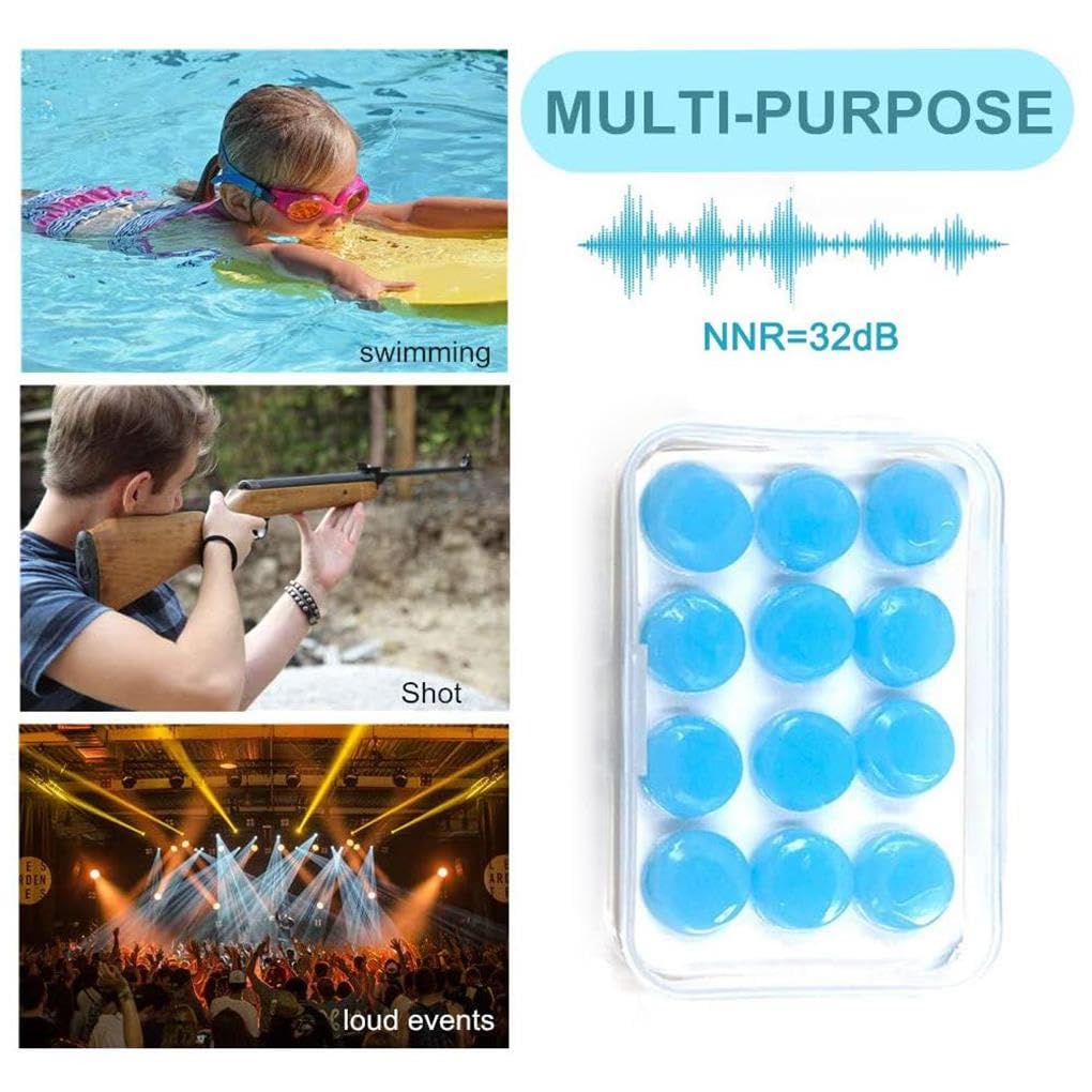 Ohrstöpsel zum Schwimmen, Tauchen, wasserdicht, Geräuschreduzierung, Ohrstöpsel, Sortiment, Flugzeug, Bus, Konzert, formbar, Blau, 10 Stück