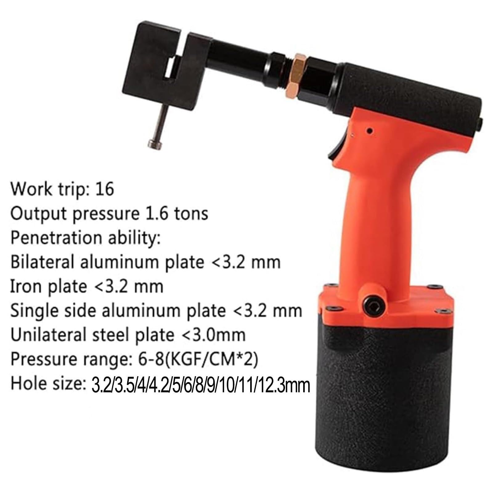 Strumento di apertura pneumatico in metallo, perforatore regolabile da 3,2 a 12,3 mm, con testa rotante a 360°, ideale per fabbrica, ufficio e uso domestico (6 mm)