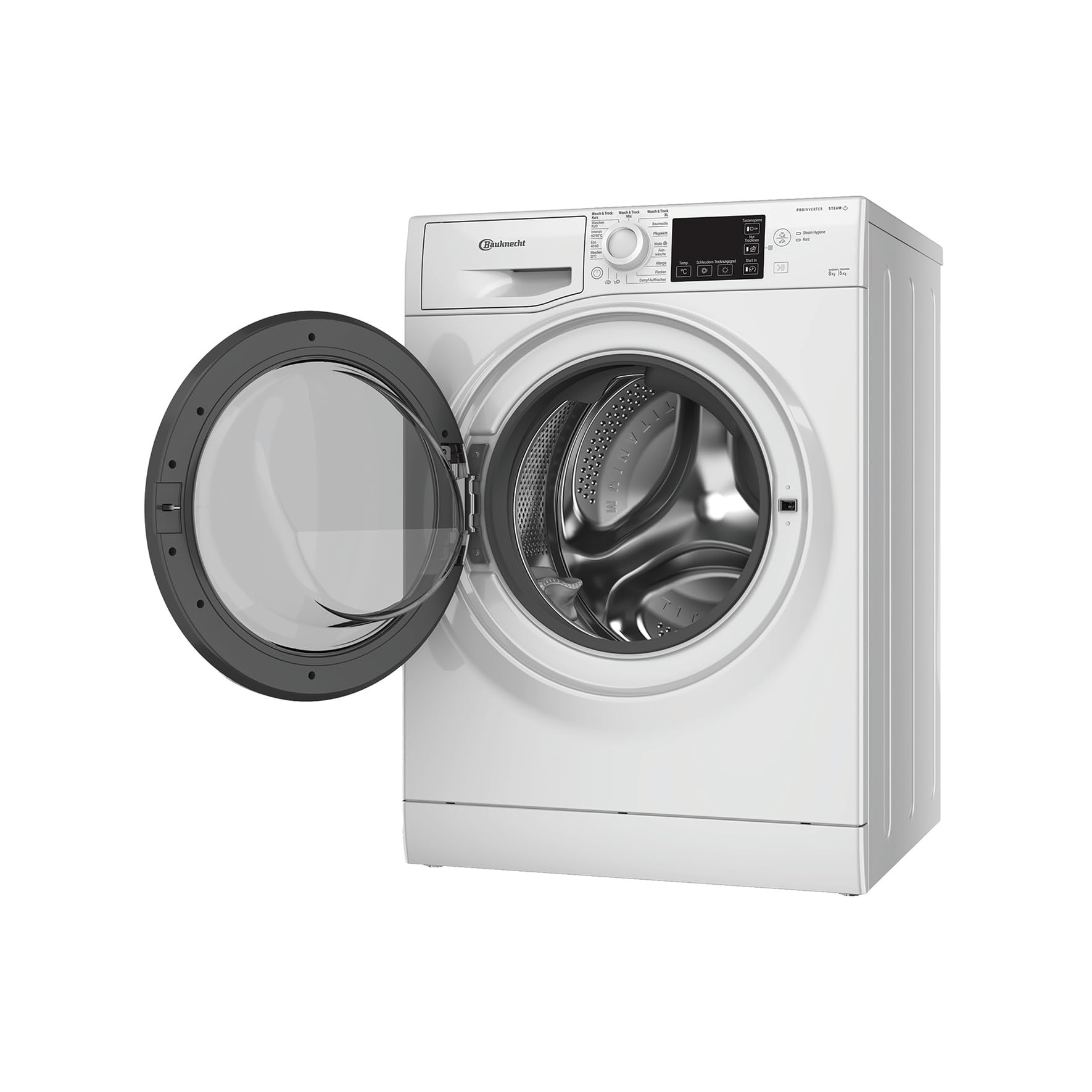 Bauknecht WD Eco Shield 8614 D Waschtrockner, 8 kg Waschen, 6 kg Trocknen, Flecken 40°, Steam Hygiene mit Antivirus, Steam Refresh, Anti-Allergie-Programm, Dynamic Inverter-Motor, Weiß