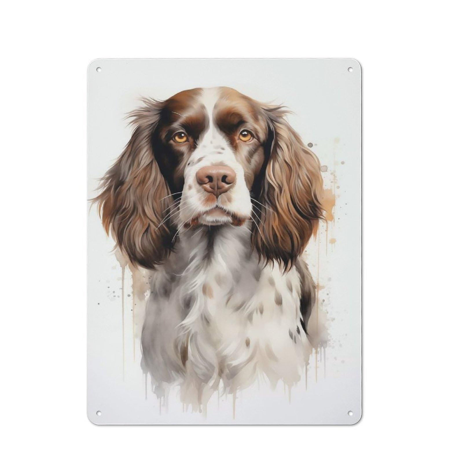 Junmoney Springer Spaniel Portrait Retro Metal Wall Sign 40X30cm With For Café Or Home Bar, For Café-Style Decor Fans