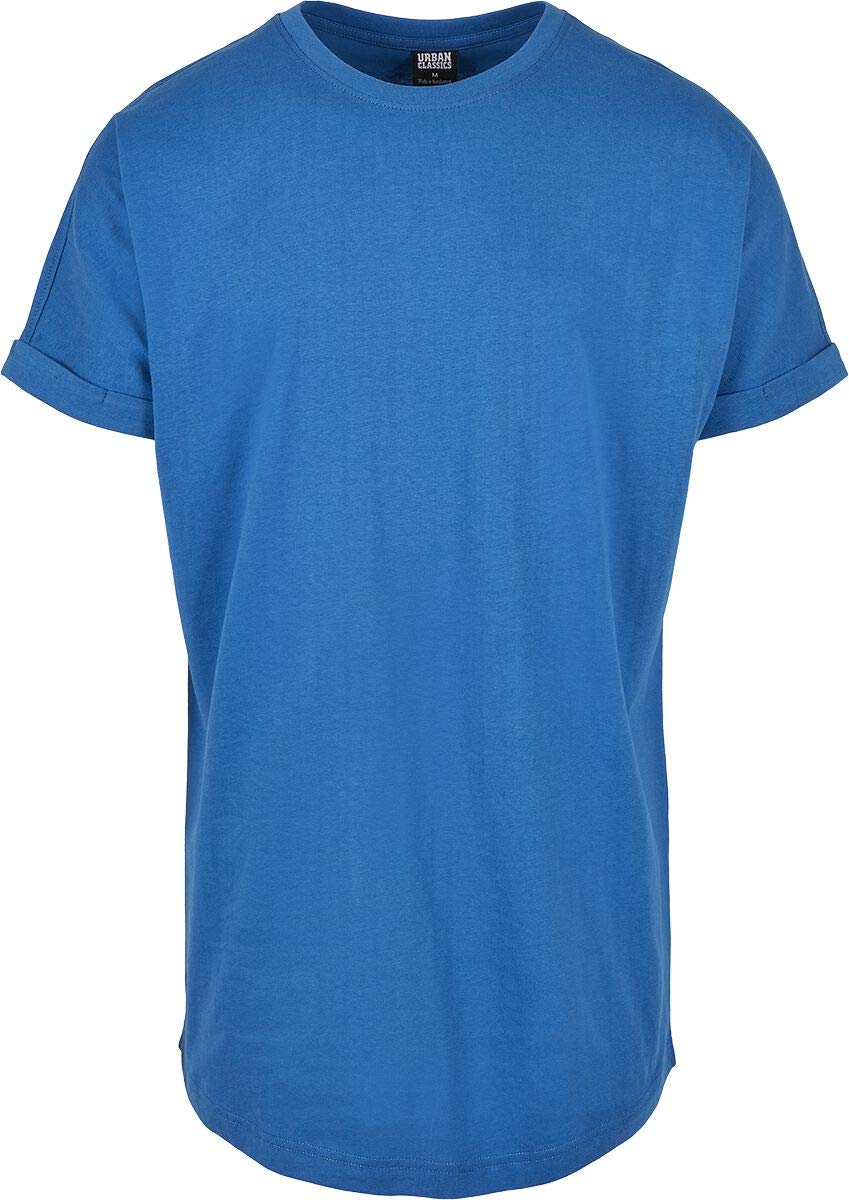 Urban Classics Camiseta básica de manga corta holgada, cuello redondo, de algodón, extra larga, con doblez en las mangas, Tallas desde la XS - 5XL