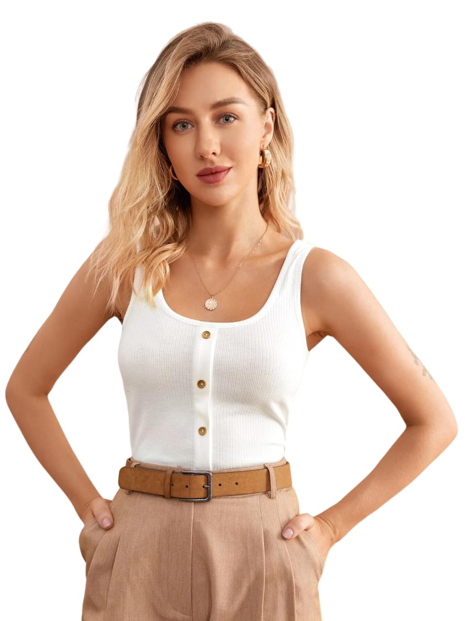 nalax designs Frenchy Front Button Tank Top-picture-34