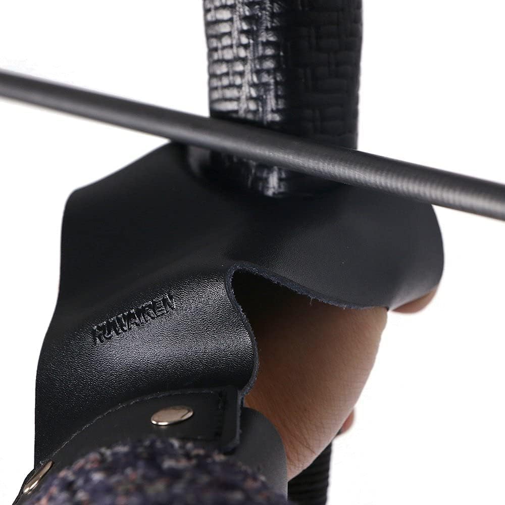 Huntingdoor Archery Hand Guard Shooting Glove Hand Protector Traditional Longbow Protective Gear Cow Leather for Left Hand Shooters Black : Sports & Outdoors