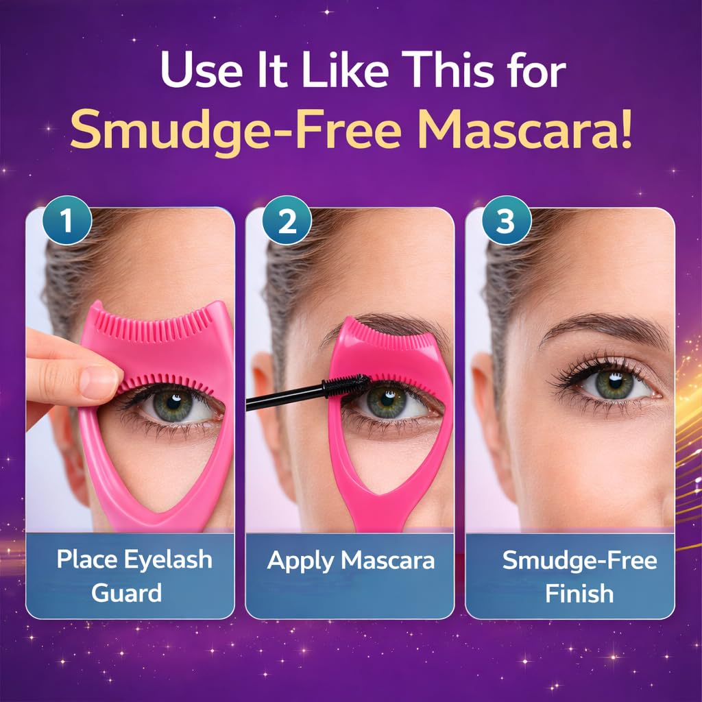 Sanfe Eyelash Guard Mascara Applicator Guide β Mess-Free Mascara Application Tool with Lash Separator Comb | Protects Eyelids from Smudges. 3