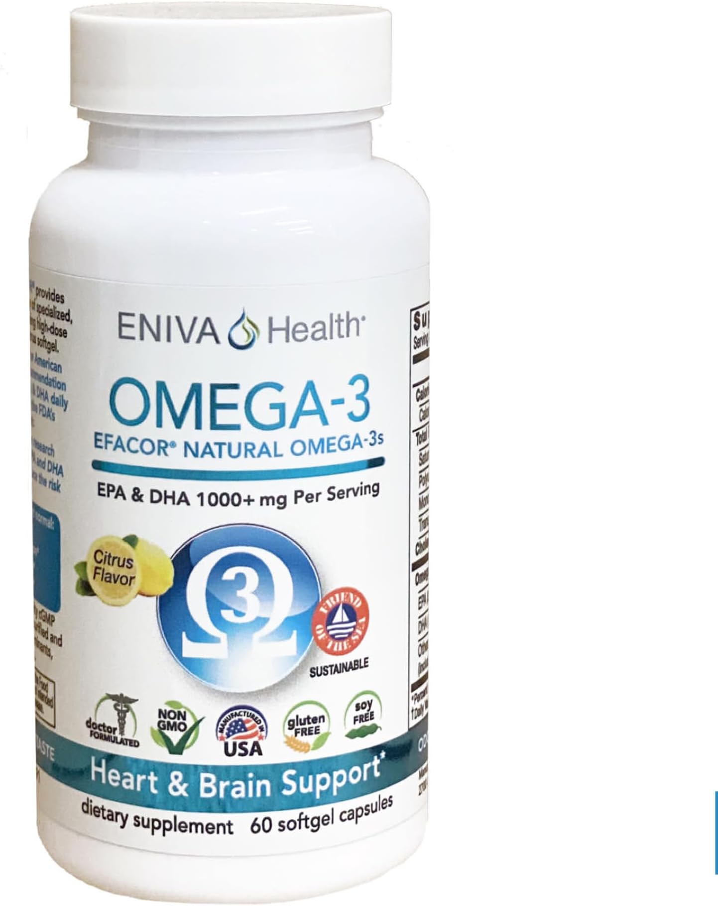 Eniva Omega-3 Fish Oil High EPA/DHA Premium Fish Oil Daily Supplement (60 caps)
