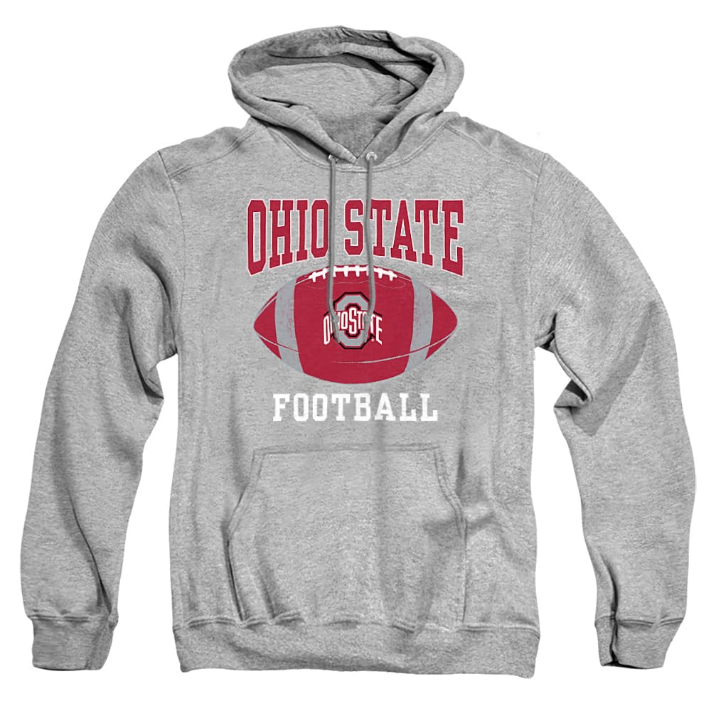 The Ohio State University Official Football Ball Unisex Adult Pull-Over Hoodie,Athletic Heather, 3X-Large