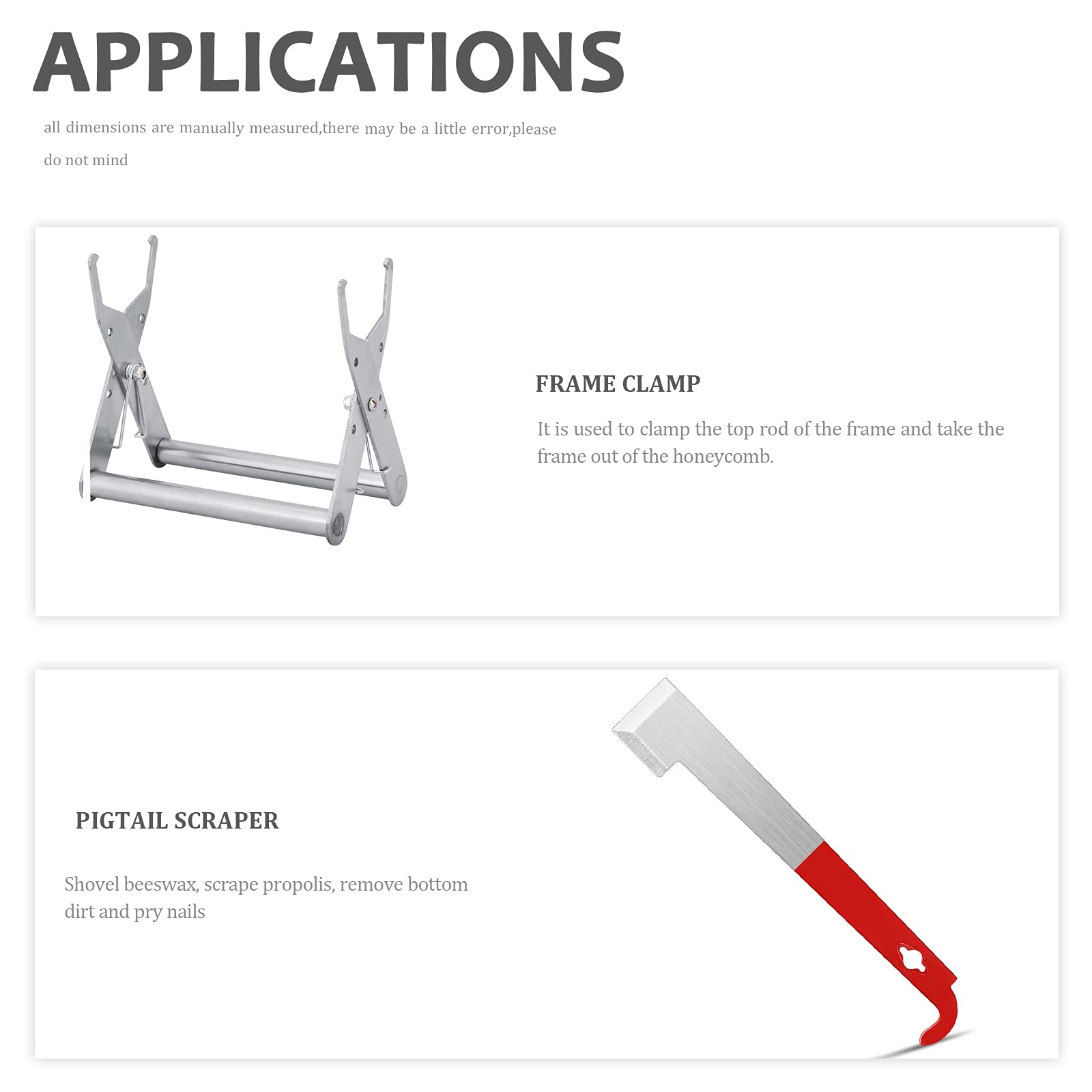 GZLFH 5 Pezzi Kit Apicoltura, 2 Giallo Zigrinatore Apicoltura + 1 Metallo Supporto Telaio Alveare + 2 Rosso Strumento Raschietto Alveare, Per L'Apicoltura Attrezzatura Kit