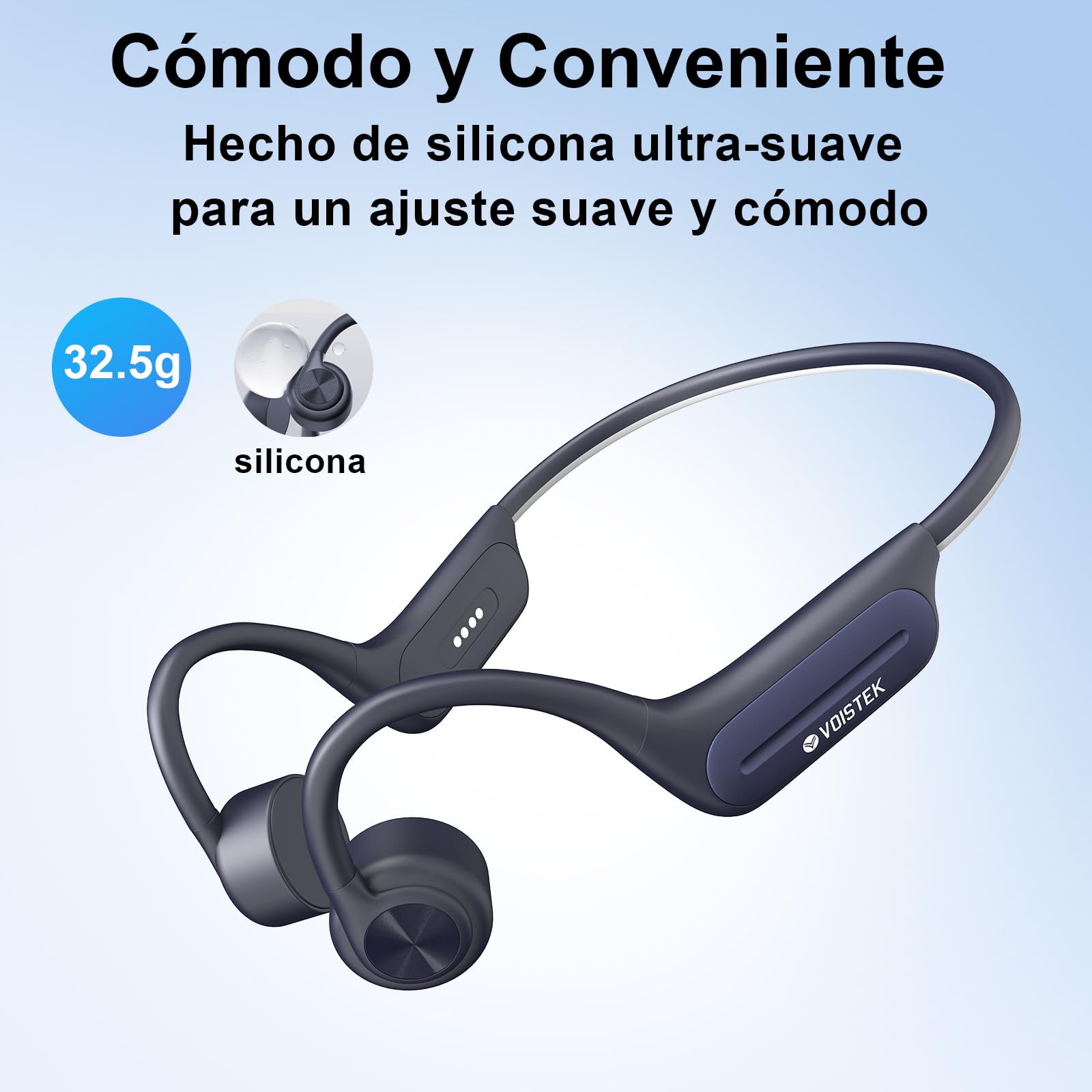 Voistek Auriculares de Conducción Ósea, Bluetooth 5.3 IP68 Impermeables, Reproductor MP3 de 32GB, Deportivos de Oreja Abierta Inalámbricos para Nadar, Correr, Andar