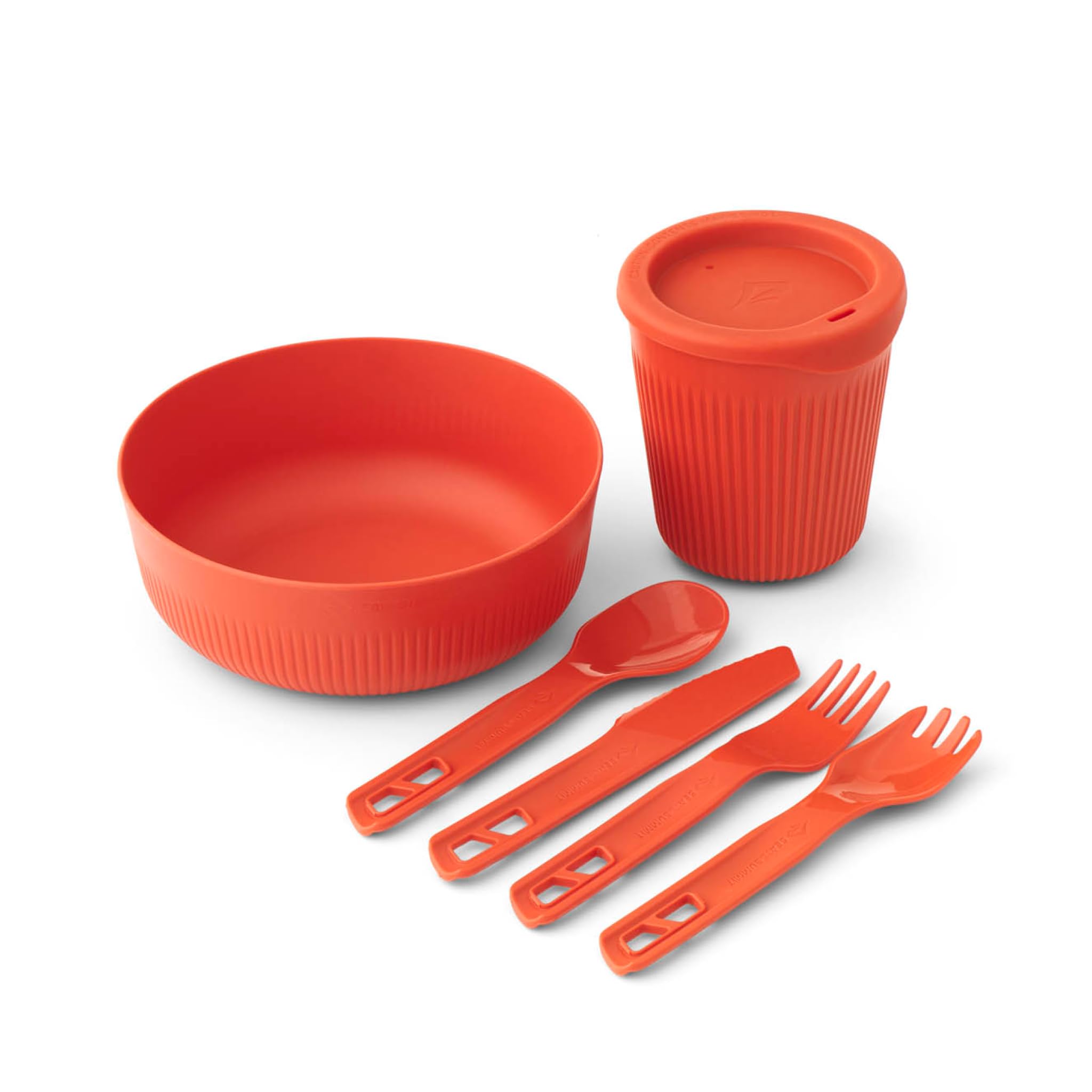 Sea to Summit Passage 1-Person Camping Dinnerware Set, Bowl, Cup, Utensils, Spicy Orange