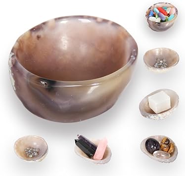 Agate Decorative Bowls, 3.1"-4.1", Hand Polished Crystal Bowl
