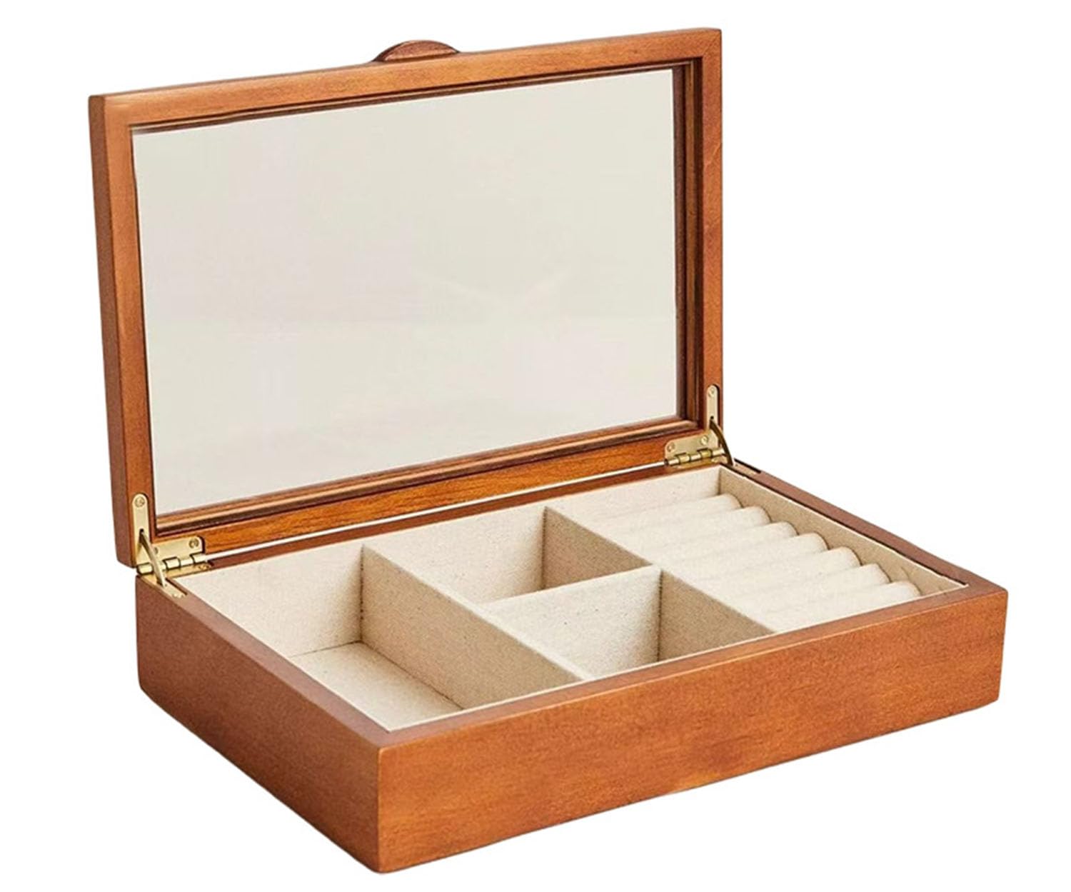 Scatola portagioie, astuccio portaanelli vintage legno massello coperchio | Vassoi per gioielli premium per collane, orecchini, regalo di vanità per ragazze, mogli, mamme, donne