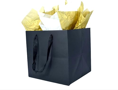 JUNESHE Bolsas de regalo grandes de color azul marino con asas y papel de seda, bolsa de regalo gigante cuadrada de 11.8 pulgadas, bolsa de regalo