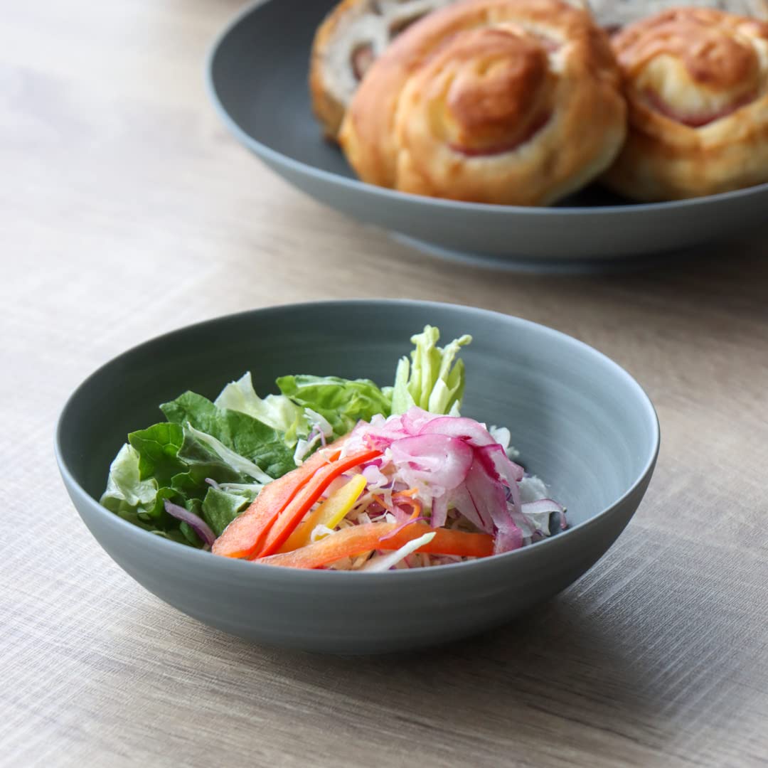 yamachu (山忠) 有田焼 Koselig-arita mediumbowl ミディアムボウル (グレー) 直径14.5cm 電子レンジ・食洗機対応