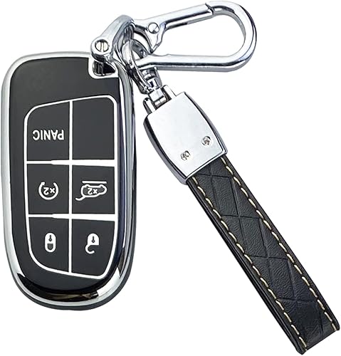 Funda para llavero compatible con Jeep Grand Cherokee Compass Cherokee Renegade, accesorios protectores de llavero (negro)