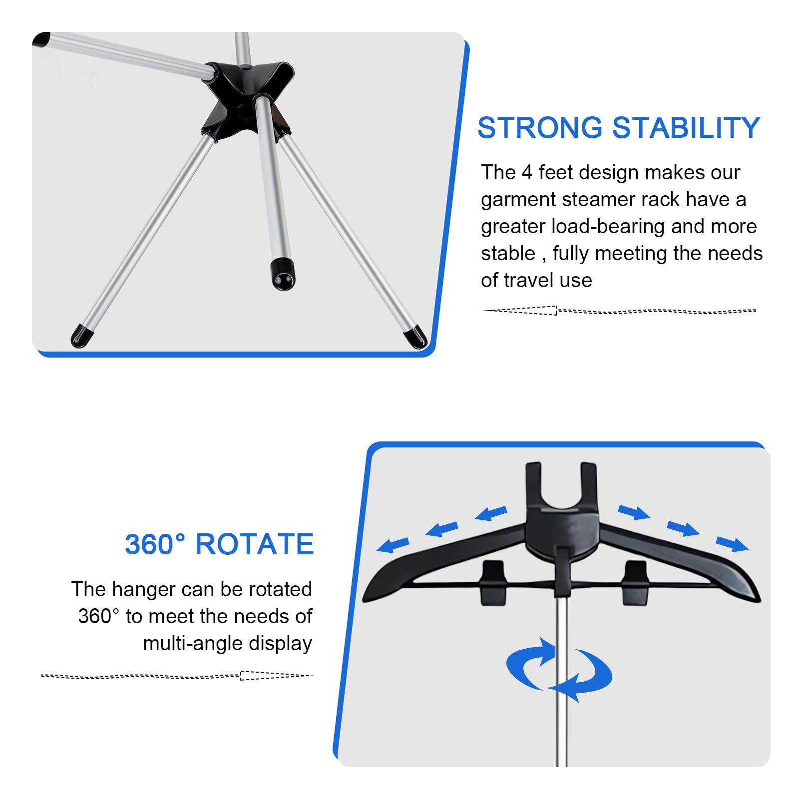 yssgtt Adjustable T Shirt Display Stand, 32-63 inch T Shirt Display for Adult Portable Hanging Clothes Display - Image 3