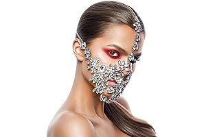 Jeweled Excellence: Crystal Party Mask Chain for Women