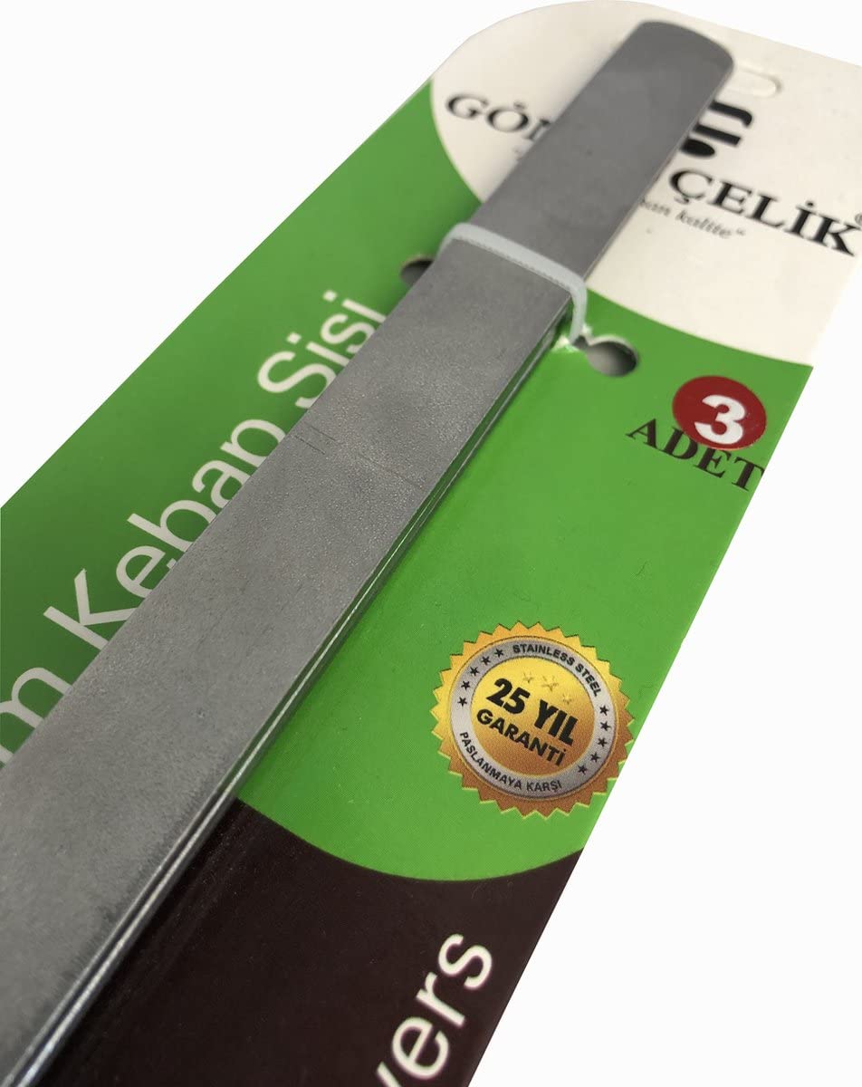 2x 3-Wege-Grillspieße Edelstahl – 35,6 Cm, Mit Schiebehilfe & Silikonpinsel, Für Fleisch & Gemüse