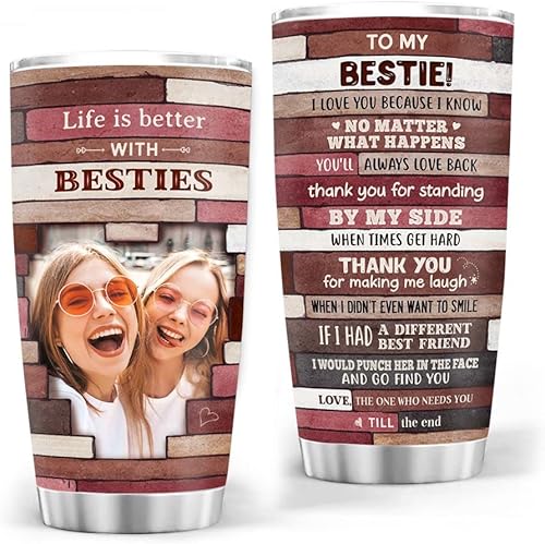 TheUnifury - Vaso personalizado para mejor amiga copa para hermana del alma vaso de acero inoxidable de 20 onzas regalos no biológicos para mujeres