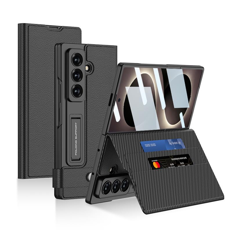 Custodia a libro in pelle di alta qualità compatibile con Samsung Galaxy Z Fold 8 Ultra (nero)