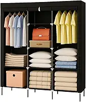Guarda Roupa Dobrável Preto Organizador De Roupa Armário Grande Closet Ideal para Apartamento