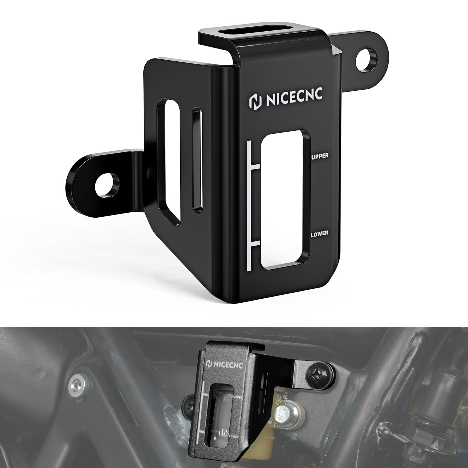 Cubierta depósito líquido freno trasero compatible con Kawasaki KLR650 2008-2018 moto negro 8