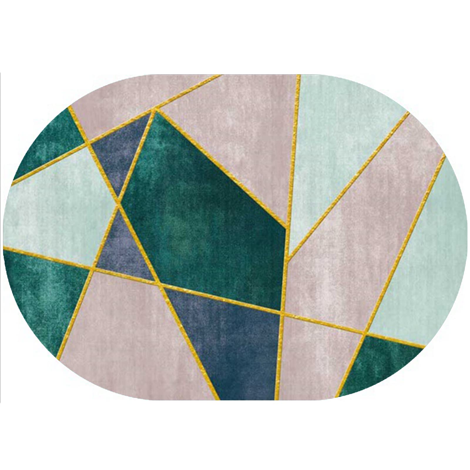 Tapis de salle à manger antidérapant vert ovale 120x180 pour stopper les glissades