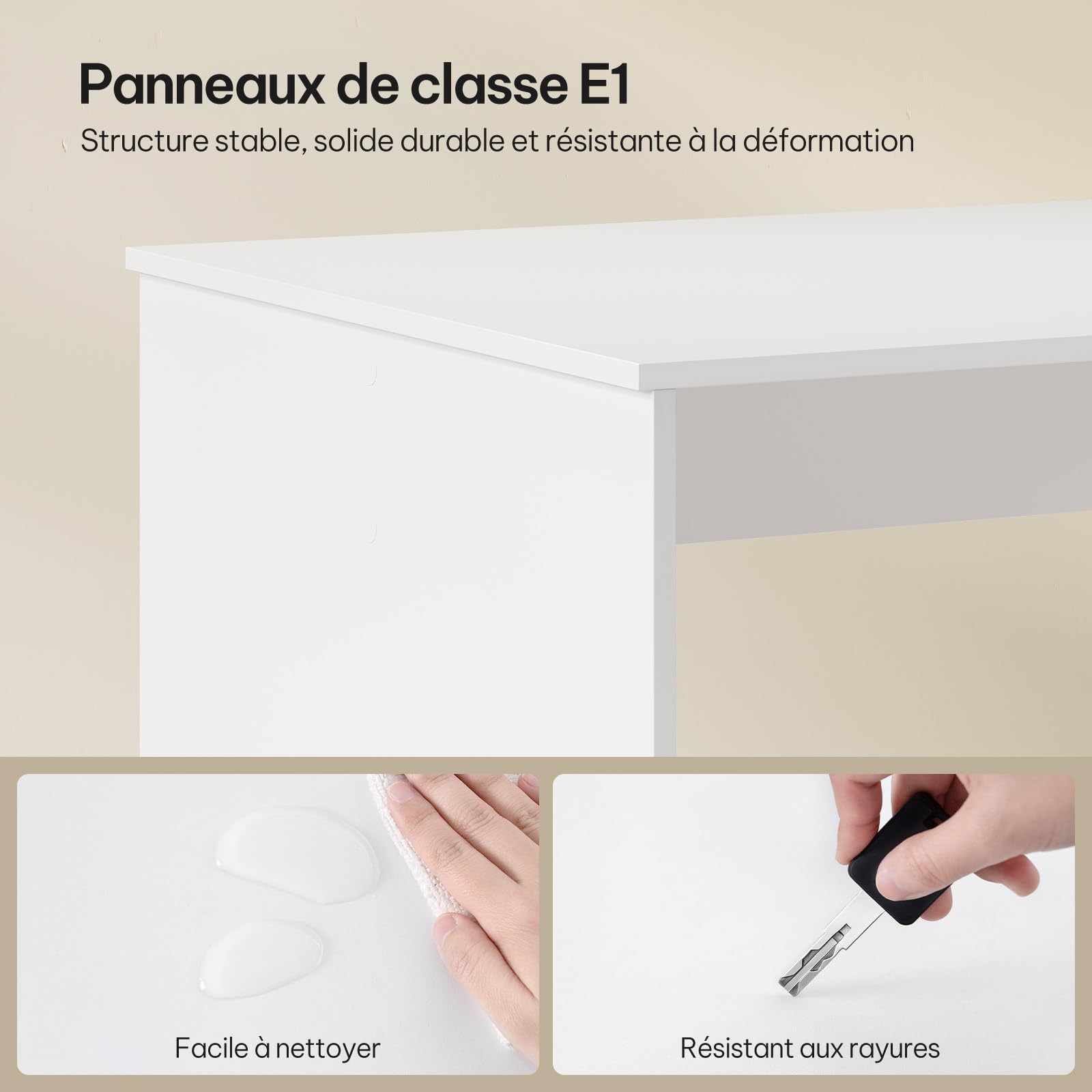eSituro Bureau Blanc avec Etagere et Rangement, 120x63x111 cm