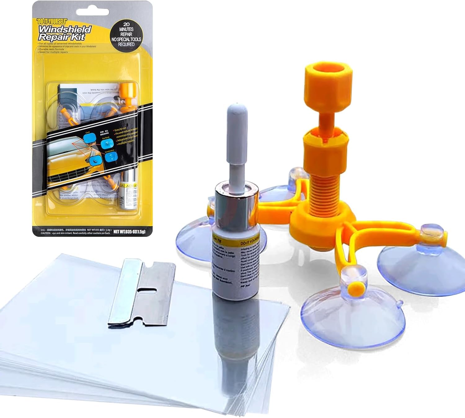 Zaibatsu Car Windshield Crack Repair Kit Liquid for Cracks for Fix Auto Windshield Glass Cracks Car Window Glass Repair Tool Set for Quick and Easy Auto Wind Shield Scratch Fix-image-45