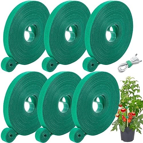 Plant Tape, 6 Roll 196 Ft Green Garden Tape, Adjustable Twist Tie...