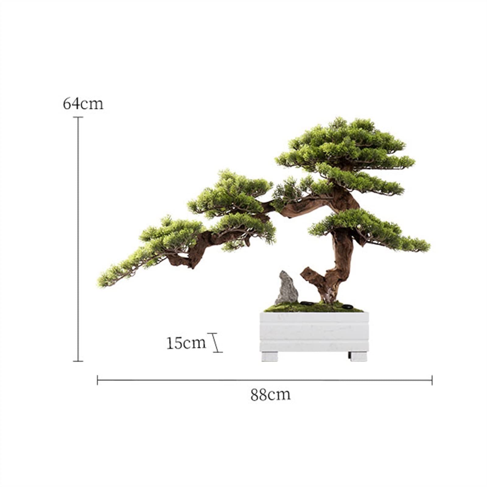 Sztuczne Drzewo, Sztuczne Rośliny Doniczkowe, Chińskie Symulacje, Powitanie, Sosna, Bonsai, Salon, Weranda, Prosta Zielona Sosna Z Białą Ceramiczną Doniczką, Sztuczne Drzewo,