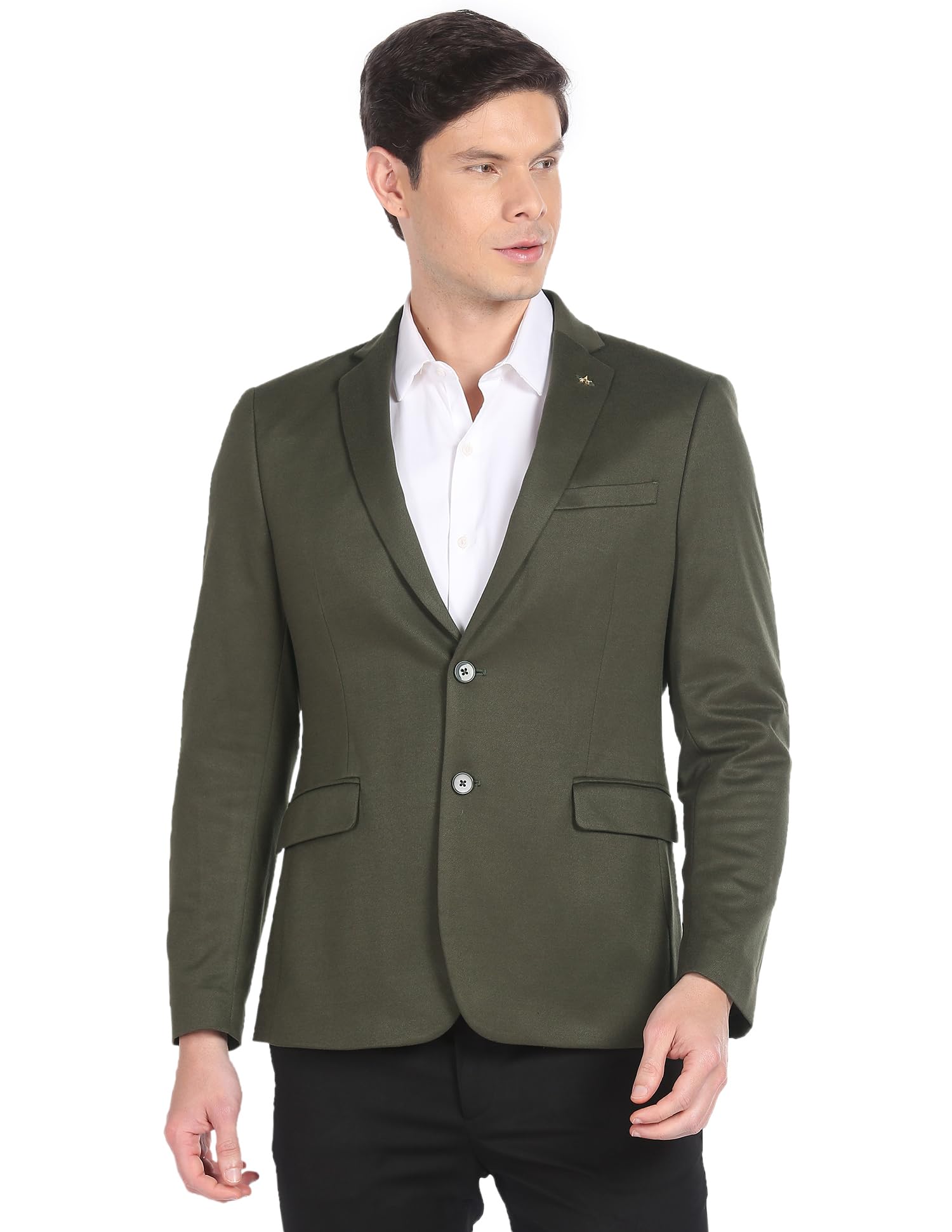 Men's Red Textured Notch Collar Long Sleeve Formal Polyester Slim Fit Blazer-image-22
