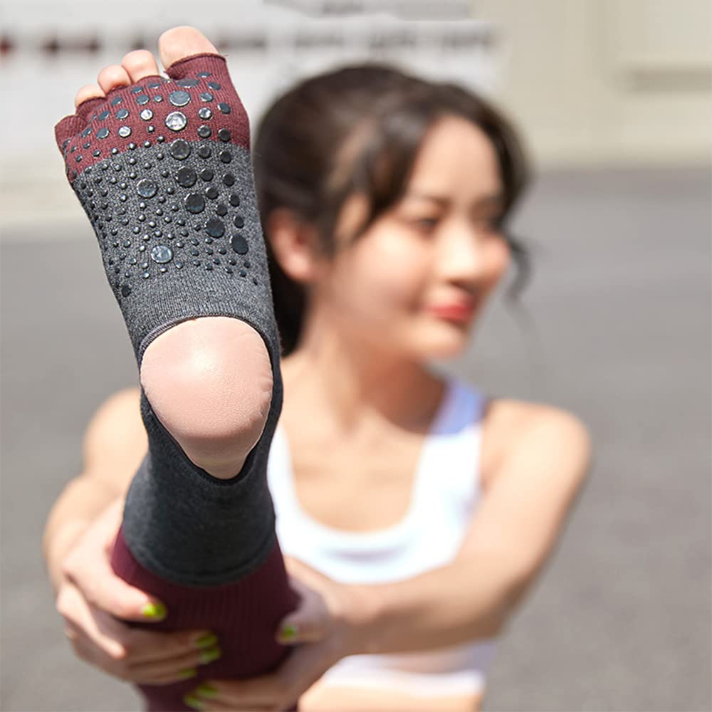2Pair Agarre Antideslizante Sin Dedos Calcetines De Yoga Sin Dedos Desnudos Calcetines De Yoga Sin Tirantes