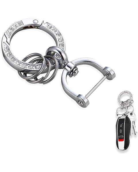 Zinc Alloy Car Key chain Holder,360 Degree Rotatable with Anti-Lost D-Ring,Fit for Truck, Ford, Jeep, Men Car Accessories