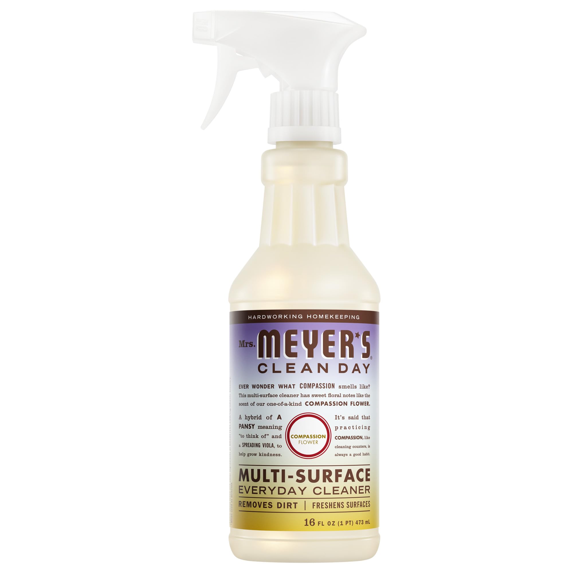 MRS. MEYER'S CLEAN DAY Multi-Surface Everyday Cleaner, Compassion Flower Scent, 16 Ounce Bottle