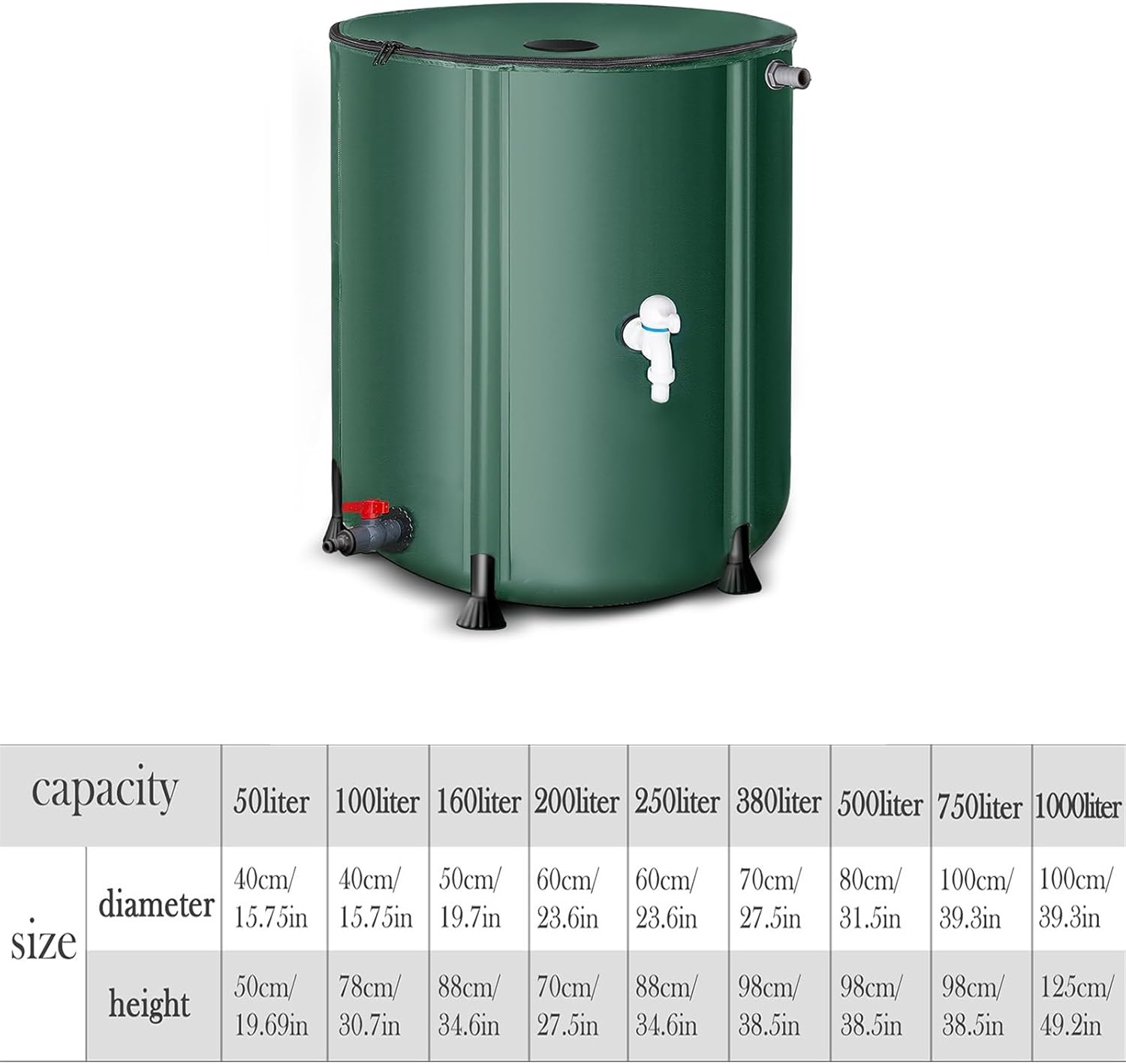 Rain Barrel, Made of Scratch-Resistant Material, Not Prone to Aging and Deformation, Foldable and Easy to Store(250L)