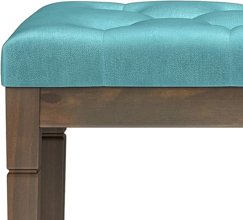 Miniatura 39 de SIMPLIHOME Waverly - Banco otomano rectangular tradicional copetudo de 48 pulgadas de ancho en piel sintética vegana marrón envejecida, ensamblado,