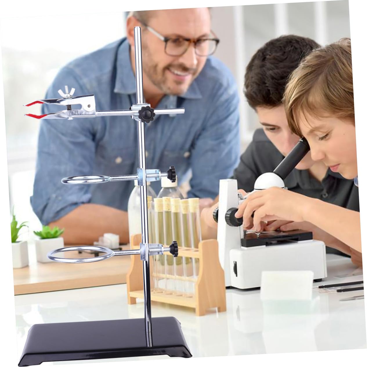 SHINEOFI Anneau de Serrage pour Support de Laboratoire Porte-tube à Essai avec Pinces Support de Table pour Chimie Couleur Aléatoire