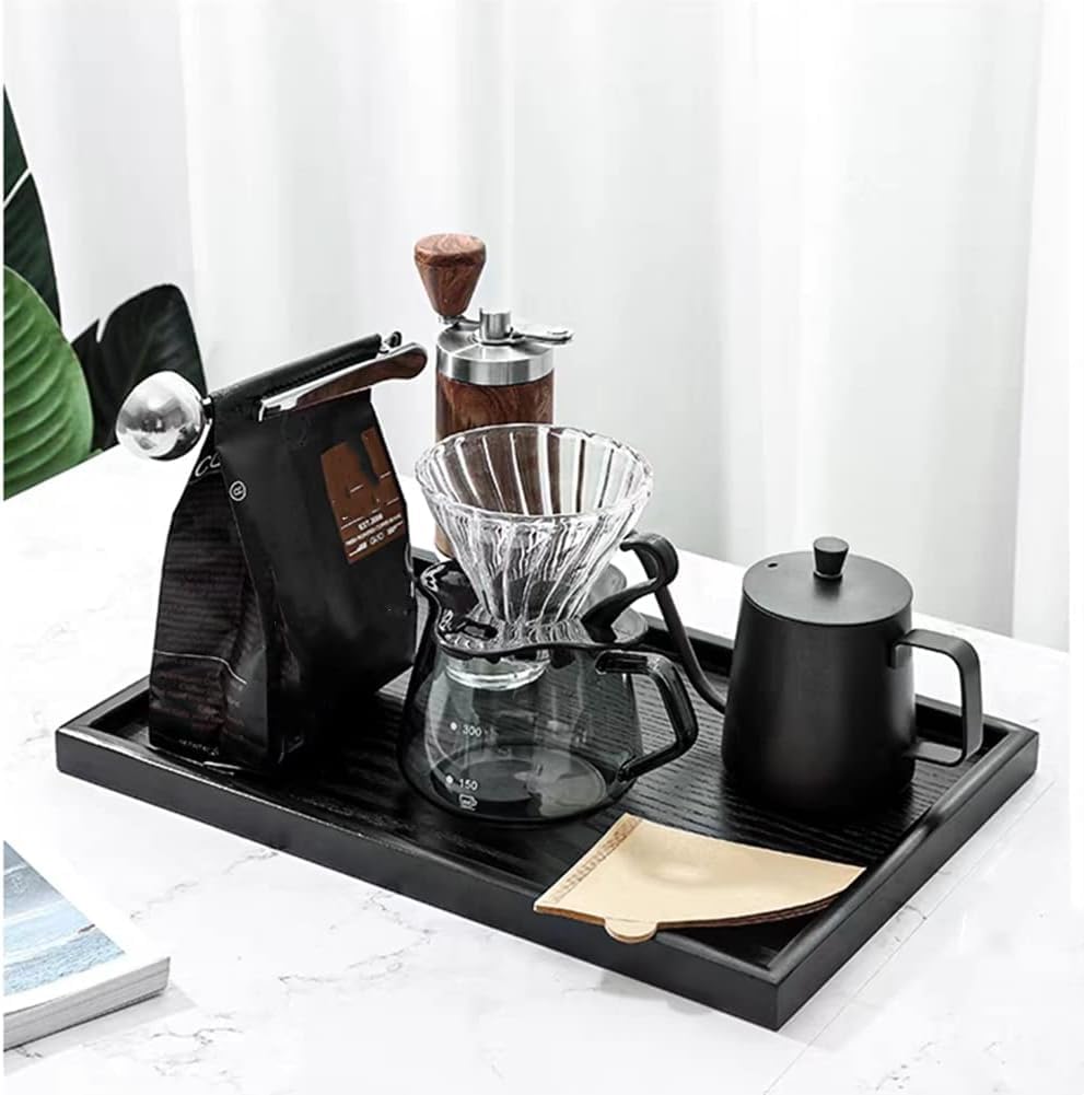 Vassoio da portata in legno, 40 x 30 cm, forma rettangolare, per tè, bevande, frutta, per servire cibo, patio, colazione, ristorante, barbecue, feste