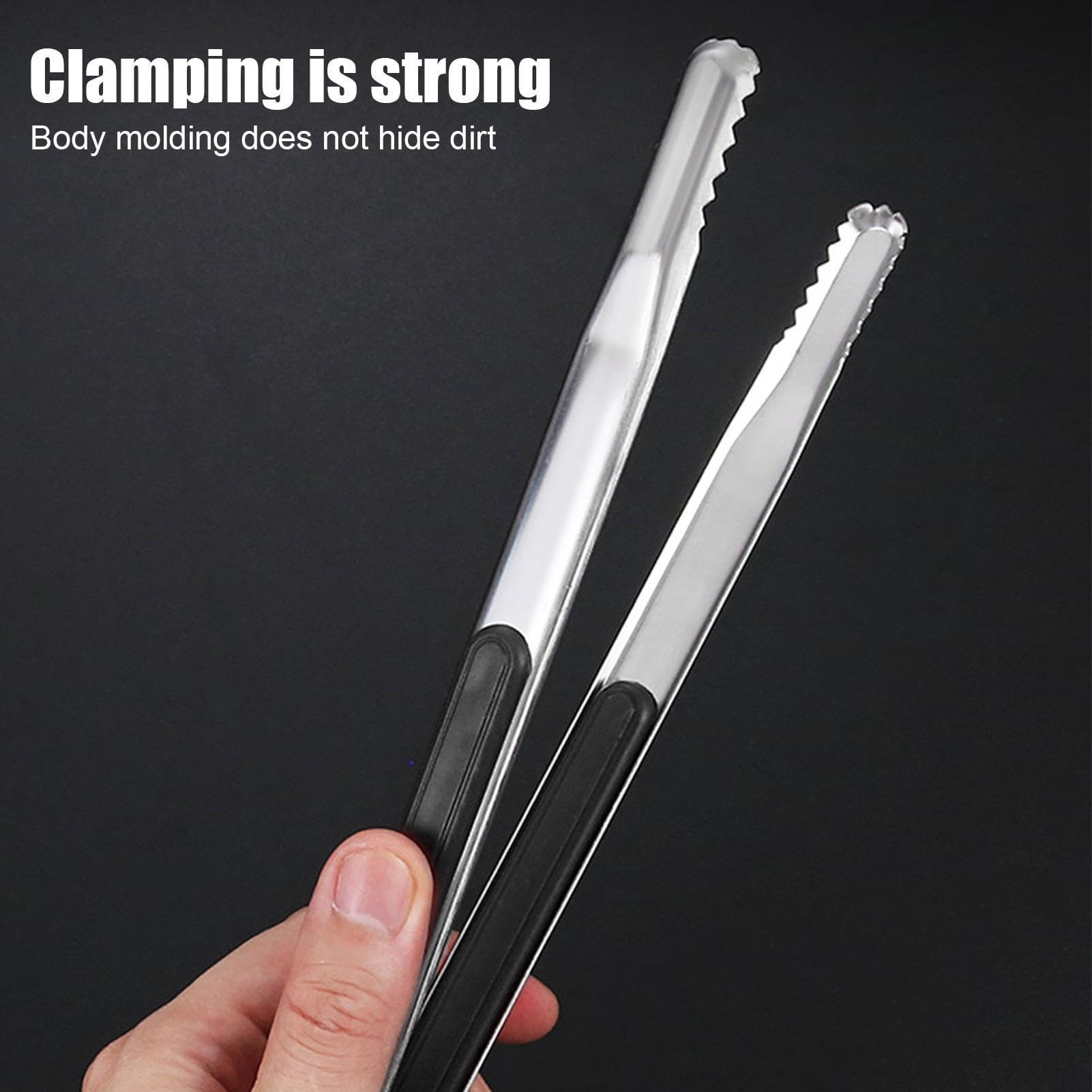 Pince de cuisine, ustensiles en acier inoxydable très résistants, résistants à la chaleur, pour frire, cuisiner, pâtisserie, salade, service – 22,9 cm de long, design antidérapant