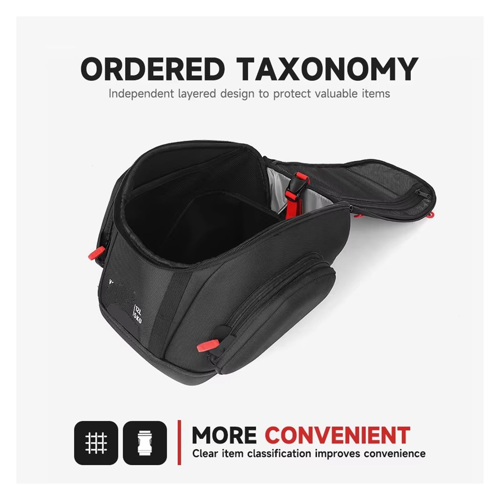 Motorradtasche Gepäcktaschen Für R1300GS R1300 GS R 1300 GS ADV R1300 GS Adventure 2024 2025 Wasserdichter 12L-Tankrucksack Mit Schnellverschluss-Kit In Schwarz Motorradzubehör Motorrad Hecktasche