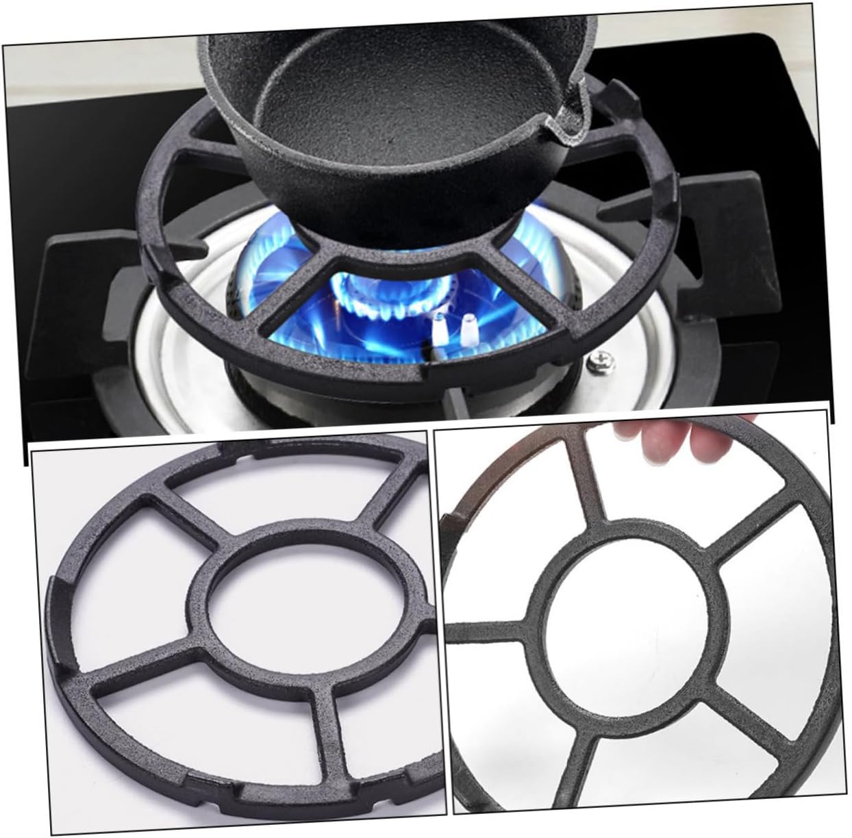 2pcs Wok Stand for Gas Hob Pot Stove Ring Gas Stove Top Cover Iron Rack for Pot Holder Multi-functional